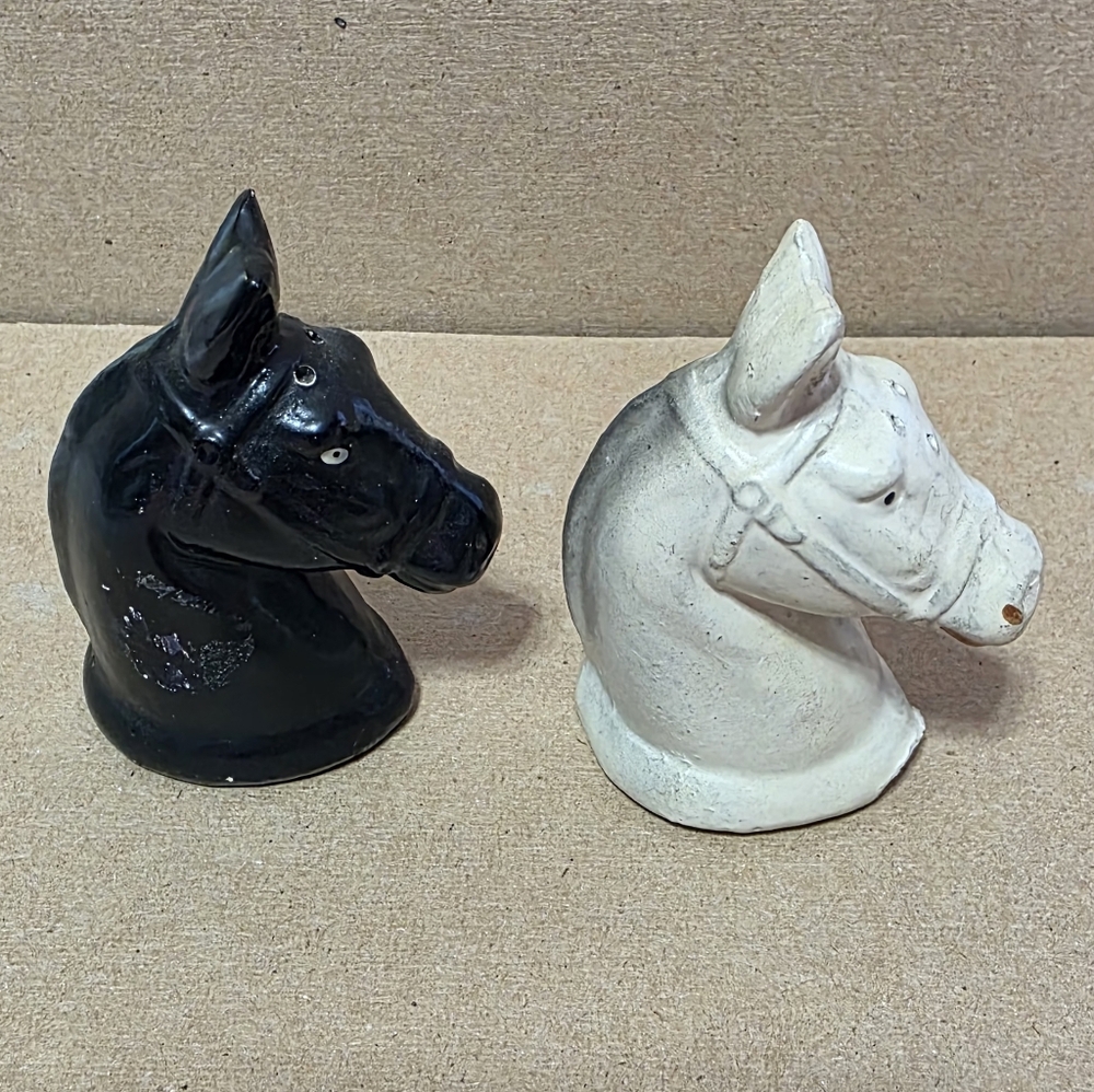 Vtg Horse Head Salt Pepper Shaker Set #228 - Picture 4 of 8